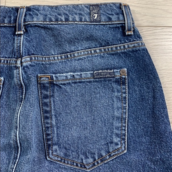 7 For All Mankind Raw Hem Jean Mini Skirt - Picture 5 of 9